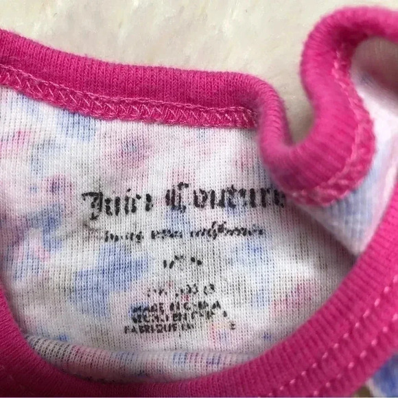 Juicy Couture Diaper Shirt Onesie Pink  & Blue Floral Size 0-3 Months - Picture 2 of 16